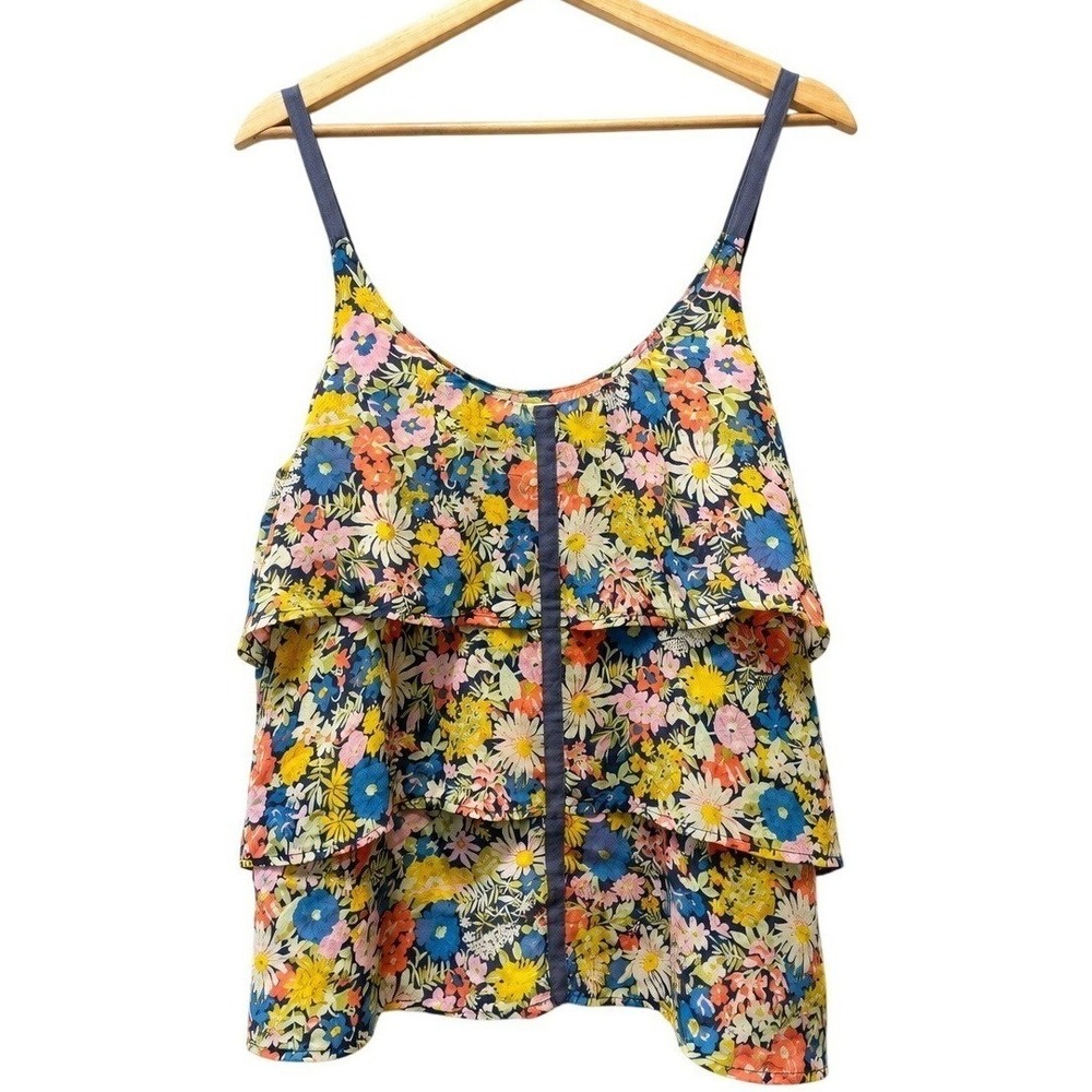 Madewell ELIOT Tiered Silk Floral Cami Sheer Top Womens M Coquette Fairy Boho